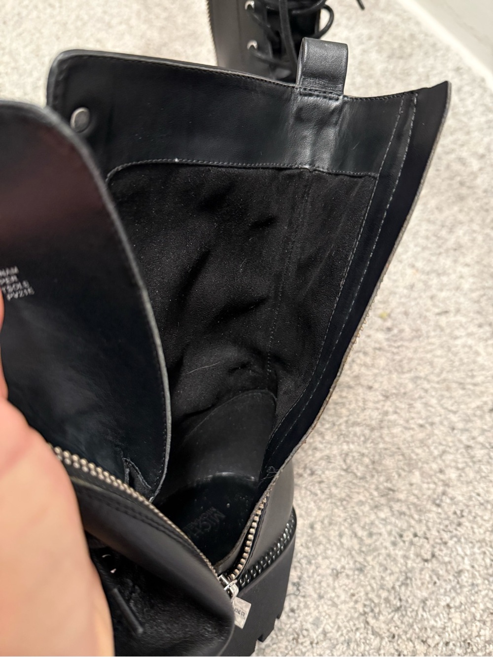 Michael Kors Black Leather Platform Combat Boots Size 7 Never Worn - Picture 15 of 16